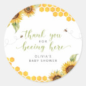 Honeycomb Bee Summer Baby shower Dank u Ronde Sticker (Voorkant)