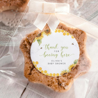Honeycomb Bee Summer Baby shower Dank u Ronde Sticker