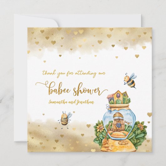 HoneyComb Bee thème Baby shower Carte de remerciem (Devant)