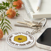 Honeycomb beehive round keychain for beekeeper (Voorkant Rechts)