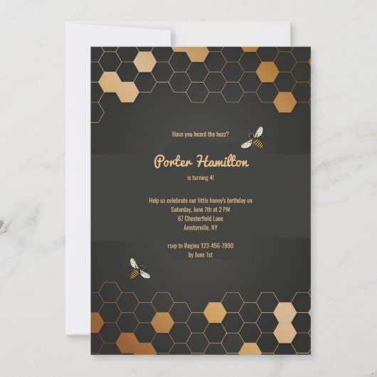 Honeycomb Birthday Party Invitations Kaart (Voorkant)