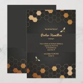 Honeycomb Birthday Party Invitations Kaart (Voorkant / Achterkant)