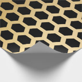 Honeycomb Black en Gold Abstract Geometric Cadeaupapier (Hoek)