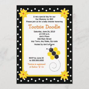 Honeycomb Bumble Bee 5x7 Baby shower Uitnodiging