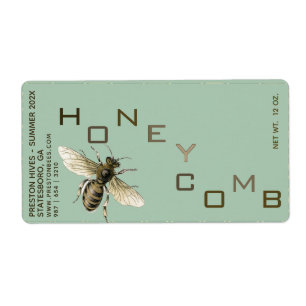 Honeycomb Containerlabel met Comb Honeybee Date Etiket
