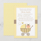 Honeycomb Cute Bumble Bee Baby Shower Invitations Kaart (Voorkant / Achterkant)