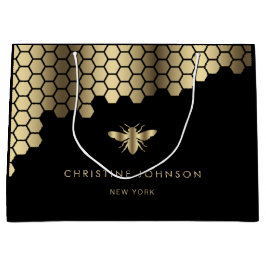 honeycomb faux Gold folie bijenontwerp Groot Cadeauzakje
