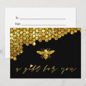 honeycomb faux gold glitter begiftebewijs kaart (Voorkant / Achterkant)