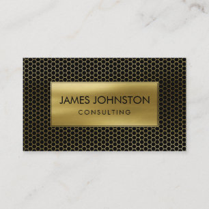 Honeycomb Geometrical patroon Gold op zwart Visitekaartje