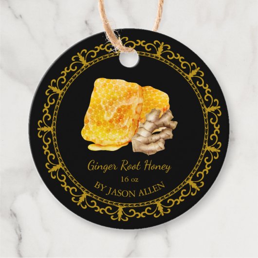 Honeycomb Ginger Infused Honey Hang Label (Voorkant)