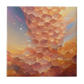 Honeycomb Gold roos abstracte geometrie digitale k Tegeltje (Voorkant)