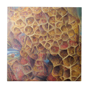 Honeycomb golden home abstracte digitale kunst tegeltje