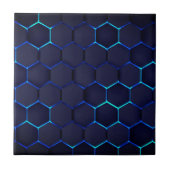 Honeycomb Grate - Art Blue Neon Tegeltje (Voorkant)