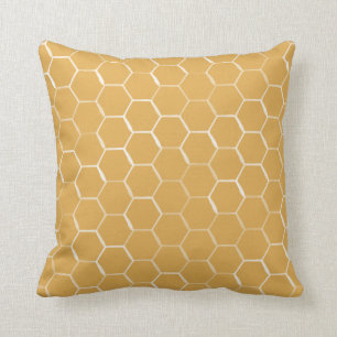 Honeycomb Hive Hexagon Pattern in Gold Kussen