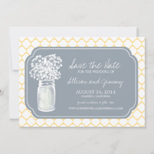 Honeycomb Mason Jar Wildflower Sparen de Datum Save The Date