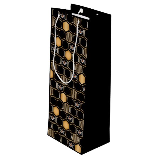Honeycomb Pattern Wijn Cadeautas (Achterkant Gekanteld)