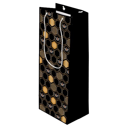 Honeycomb Pattern Wijn Cadeautas (Voorkant Gekanteld)