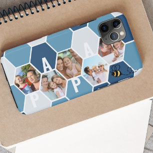 Honeycomb Photo Collage Papa of 4 Letter Name iPhone 11 Pro Max Hoesje