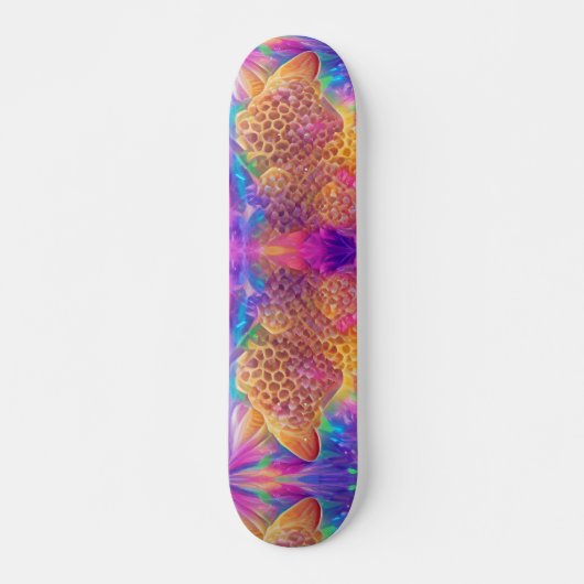 Honeycomb psychedelic digital art skateboard (Voorkant)