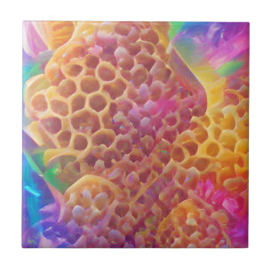 Honeycomb psychedelic digital art tegeltje