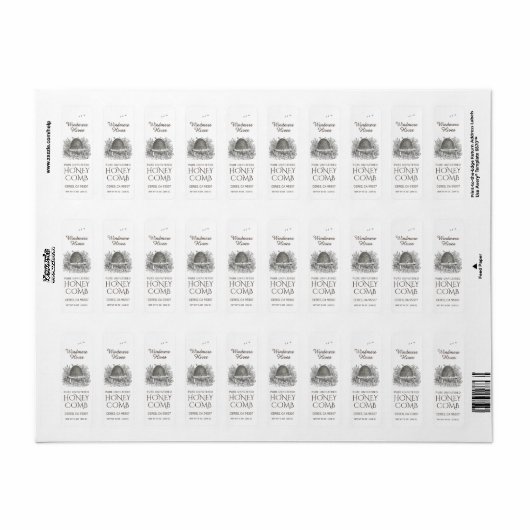 Honeycomb Skep Return Address Label White (Full Sheet)