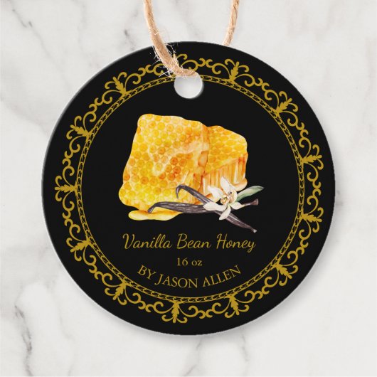 Honeycomb Vanilla Infused Honey Hang Label (Voorkant)