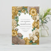 Honeycomb, Wheat & Warm Taupe Wedding Kaart (Staand voorkant)