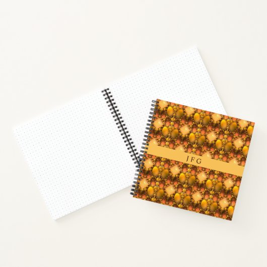 Honeycomb Yellow Fractal Art Monogram Notitieboek (Binnen)