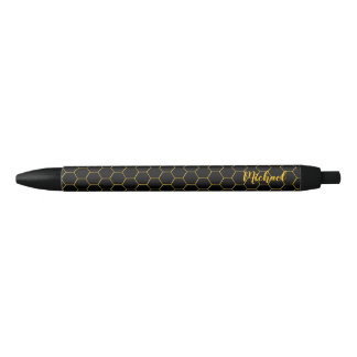 Honeycombi Gold patroon Zwarte achtergrond Inkt Pen
