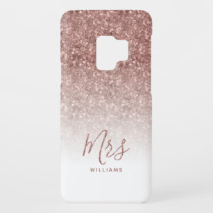 Honeymoon Brides Name Roos Gold Glitter Case-Mate Samsung Galaxy S9 Hoesje
