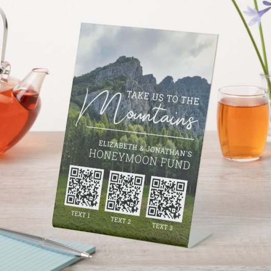Honeymoon financiert moderne kasqr-code reclamebord met voetstuk (Insitu)