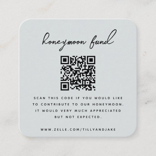 Honeymoon Fonds | QR-code Griffie van het bruiloft Informatiekaartje (Voorkant)
