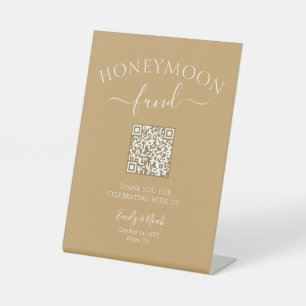 Honeymoon Fonds QR Code Minimalistische Huwelijk Reclamebord Met Voetstuk