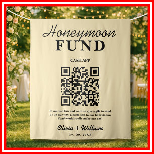 Honeymoon Fonds Trouw QR Boter Geel Achtergrond Wandkleed