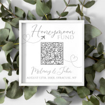 Honeymoon Fonds White and Grey Cute Elegant QR Cod