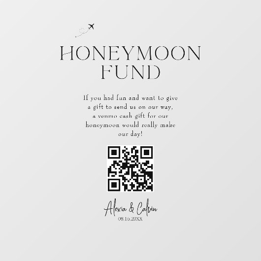 Honeymoon Fun | Minimalistisch script QR-code Huwe Raamsticker (Vel)