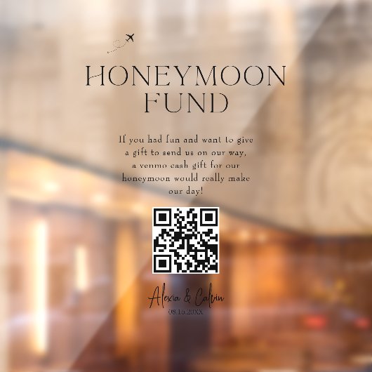 Honeymoon Fun | Minimalistisch script QR-code Huwe Raamsticker (Vel 2)