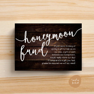 Honeymoon Fund Cash Wish, een notitie bij cadeaus Informatiekaartje