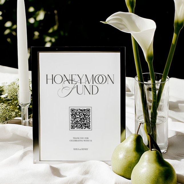 Honeymoon Fund Elegant Black & White Wedding Sign (Honeymoon Fund Elegant Black & White Wedding Sign)