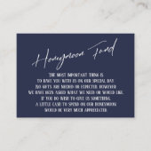 Honeymoon Fund Modern Handschrift Navy Blue Informatiekaartje (Voorkant)