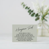 Honeymoon Fund Modern Handwriting Sage Green Informatiekaartje (Staand voorkant)