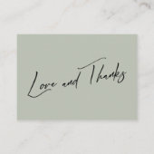 Honeymoon Fund Modern Handwriting Sage Green Informatiekaartje (Achterkant)