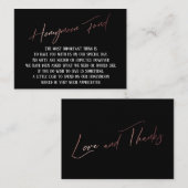Honeymoon Fund Modern Roos Gold Handwriting Informatiekaartje (Voorkant / Achterkant)