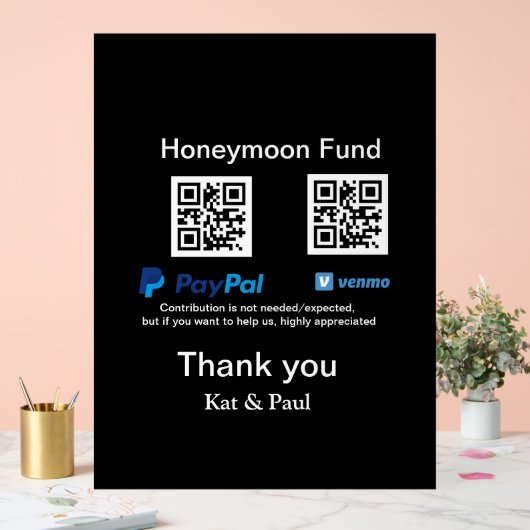 Honeymoon Fund PayPal Venmo QR code bedankt Acryl Bord (Huwelijk)