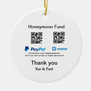 Honeymoon Fund PayPal Venmo QR code bedankt Keramisch Ornament