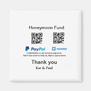Honeymoon Fund PayPal Venmo QR code bedankt Magneet