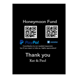 Honeymoon Fund PayPal Venmo QR code bedankt Perfect Poster