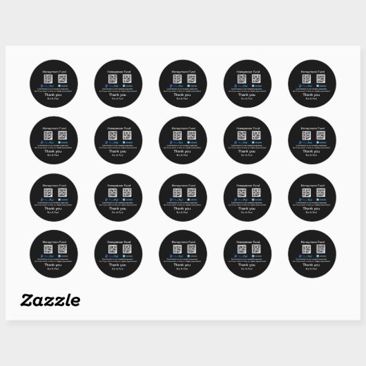 Honeymoon Fund PayPal Venmo QR code bedankt Ronde Sticker (Vel)