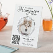 Honeymoon Fund Pet Wedding QR Code Dog Foto Reclamebord Met Voetstuk (Insitu)