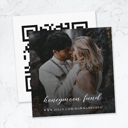 Honeymoon Fund QR Code Digital Gift Weduwfoto Informatiekaartje